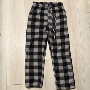 Real Essentials Kid’s Cozy Black & Gray Buffalo Plaid Fleece Lounge Pant size M